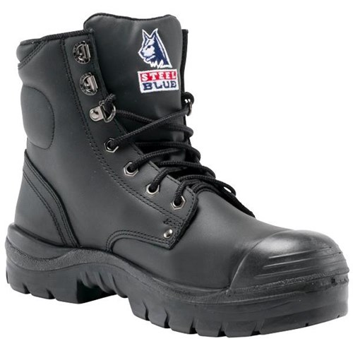 Steel Blue Argyle Bump Cap Safety Boots Lace Up Black