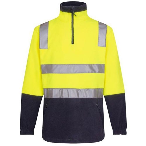 Portwest Hi Vis Polar Fleece Jacket With Tape Half Zip Yellow/Navy