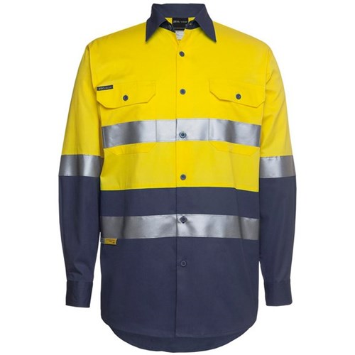 JB's Wear Hi Vis Shirt Long Sleeve Yellow/Navy