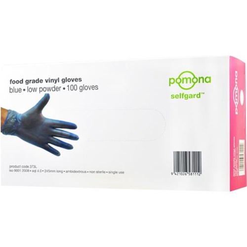 Selfgard Vinyl Disposable Gloves Low Powder Blue, Carton of 1000