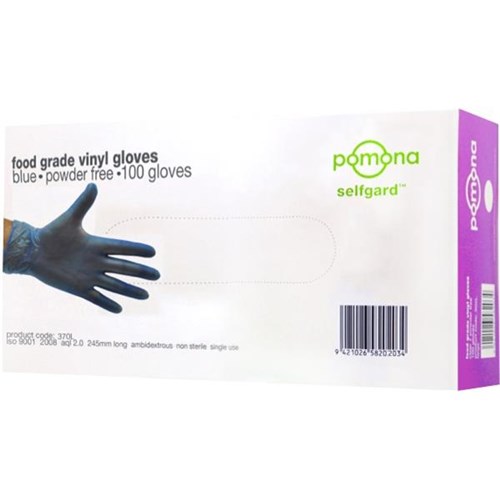 Selfgard Vinyl Disposable Gloves Powder Free Blue, Carton of 1000