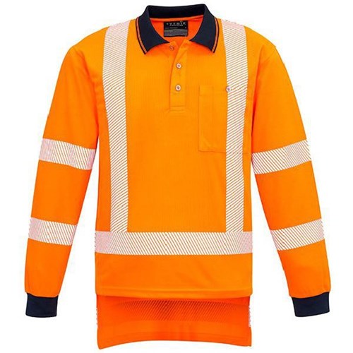 Syzmik ZH540 Polo Shirt D/N Long Sleeve TTMC-W17 Unisex Orange/Navy
