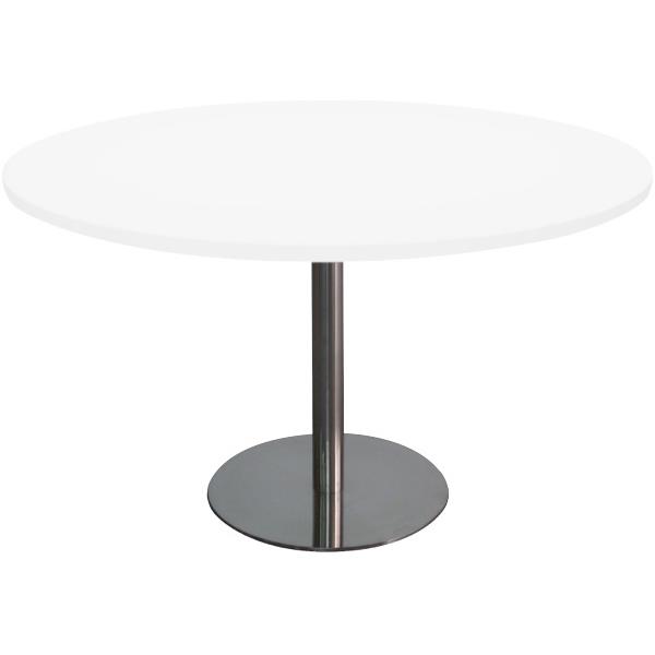 Meeting Table Round 1200mm Snowdrift/Chrome OfficeMax NZ