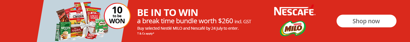 Buy selected Nestle MILO and Nescafe SKUs and be in to win a break time bundle worth $260 incl. GST. Competition finishes 24 July 2026. T&Cs apply*.