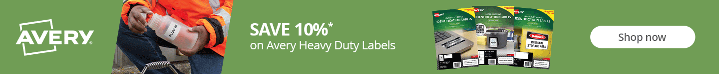  Save 10%* on Avery Heavy Duty Labels. Shop Now. 