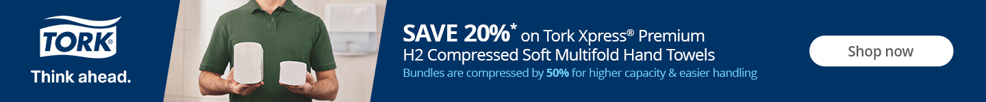 SAVE 20%* on Tork Xpress Hand Towels, Premium H2 Compressed Soft Multifold. Shop now!