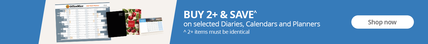 BUY 2+ (identical) and SAVE on selected Diaries, Calendars and Planners. Shop now!