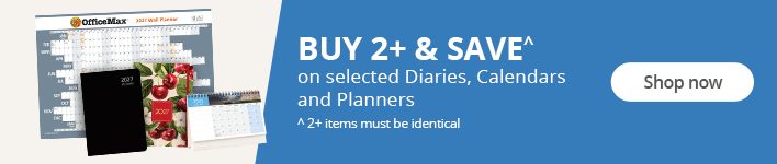 BUY 2+ (identical) and SAVE on selected Diaries, Calendars and Planners. Shop now!